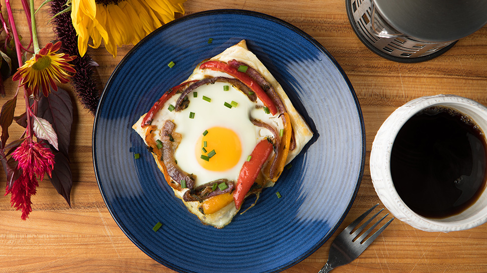 Red Pepper and Baked Egg Galettes