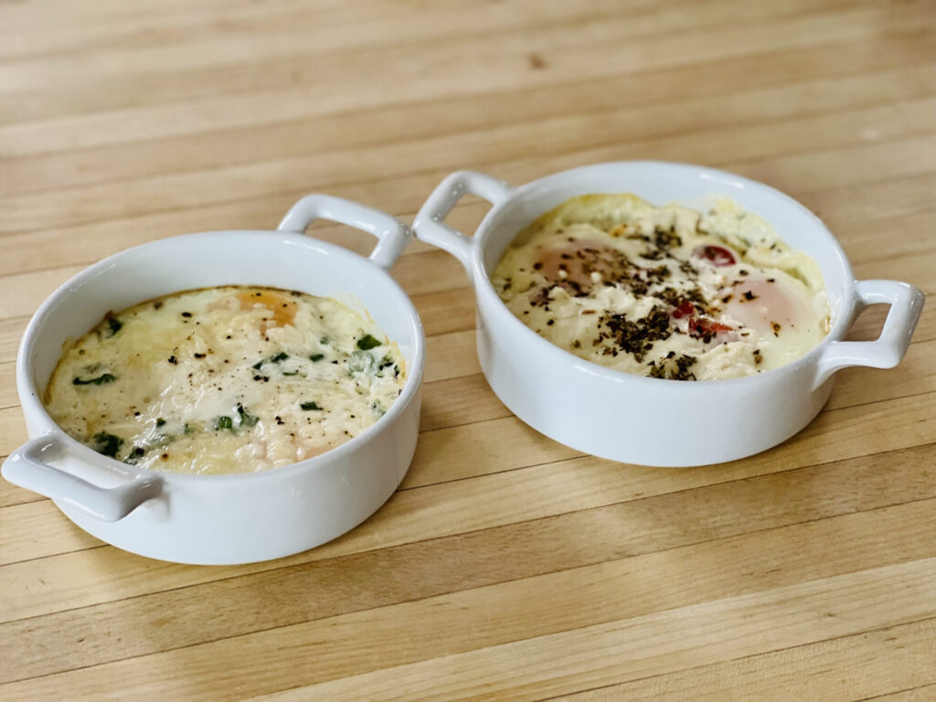 Shirred Eggs (Gluten-free recipe | Keto recipe) 7 shirred eggs keto recipe in ramekin