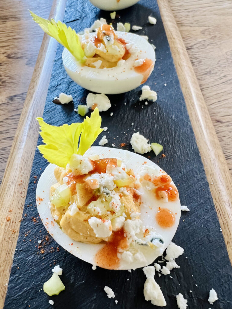 Buffalo Deviled Eggs Recipe 3 Buffalo deviled eggs closeup