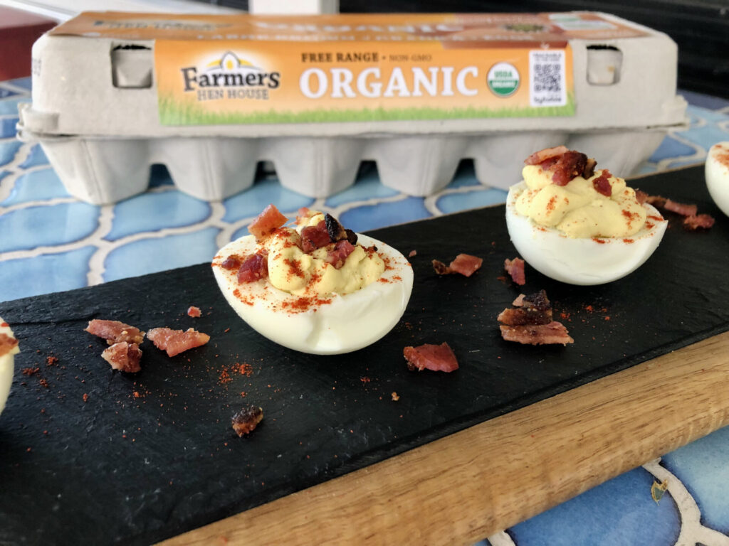 Holiday Deviled Eggs With Maple Bacon (Gluten-free recipe | Keto recipe) 5 holiday deviled eggs