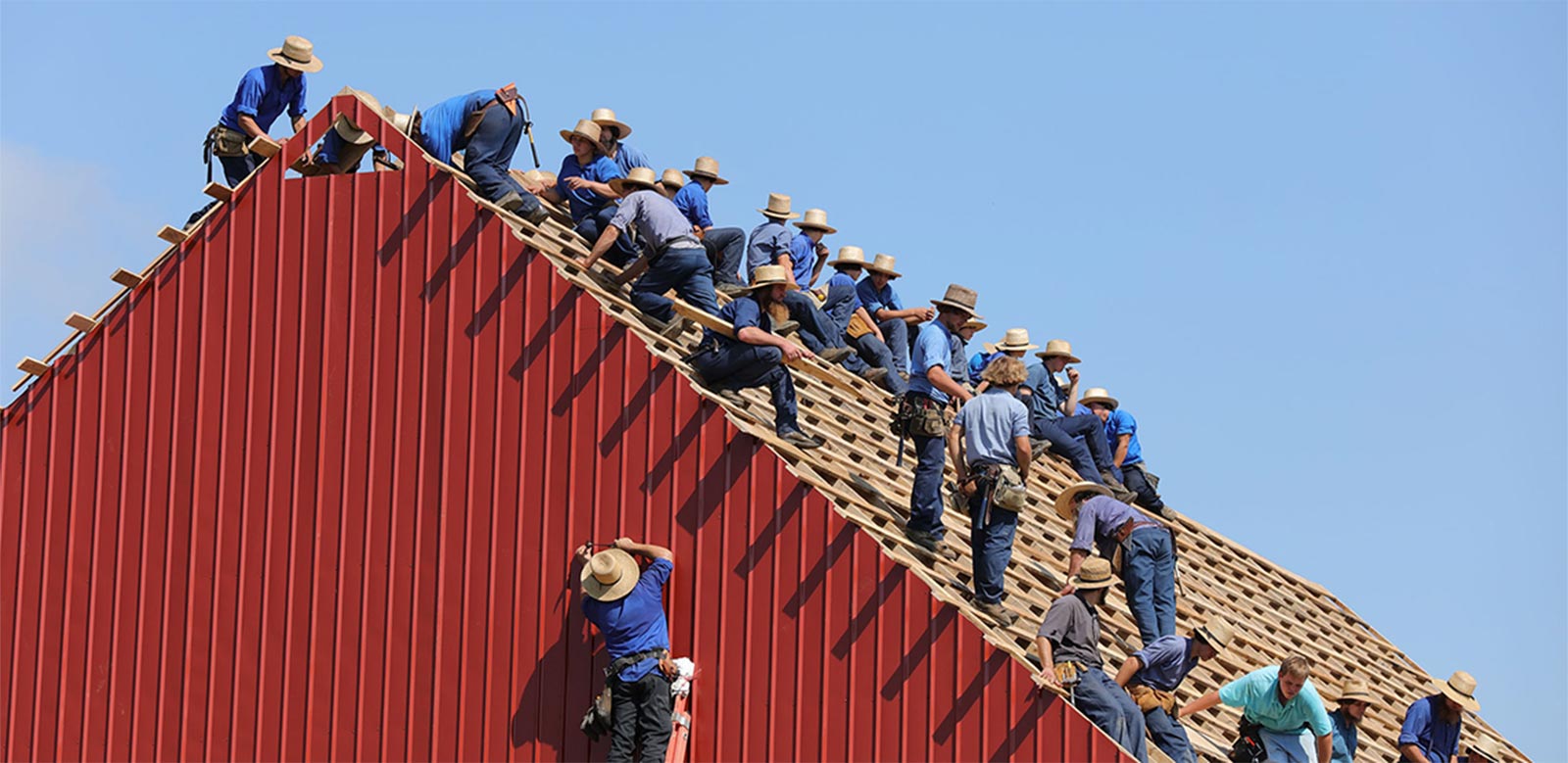 Amish barn raising