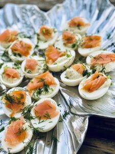 Pickled Deviled Eggs with Smoked Salmon