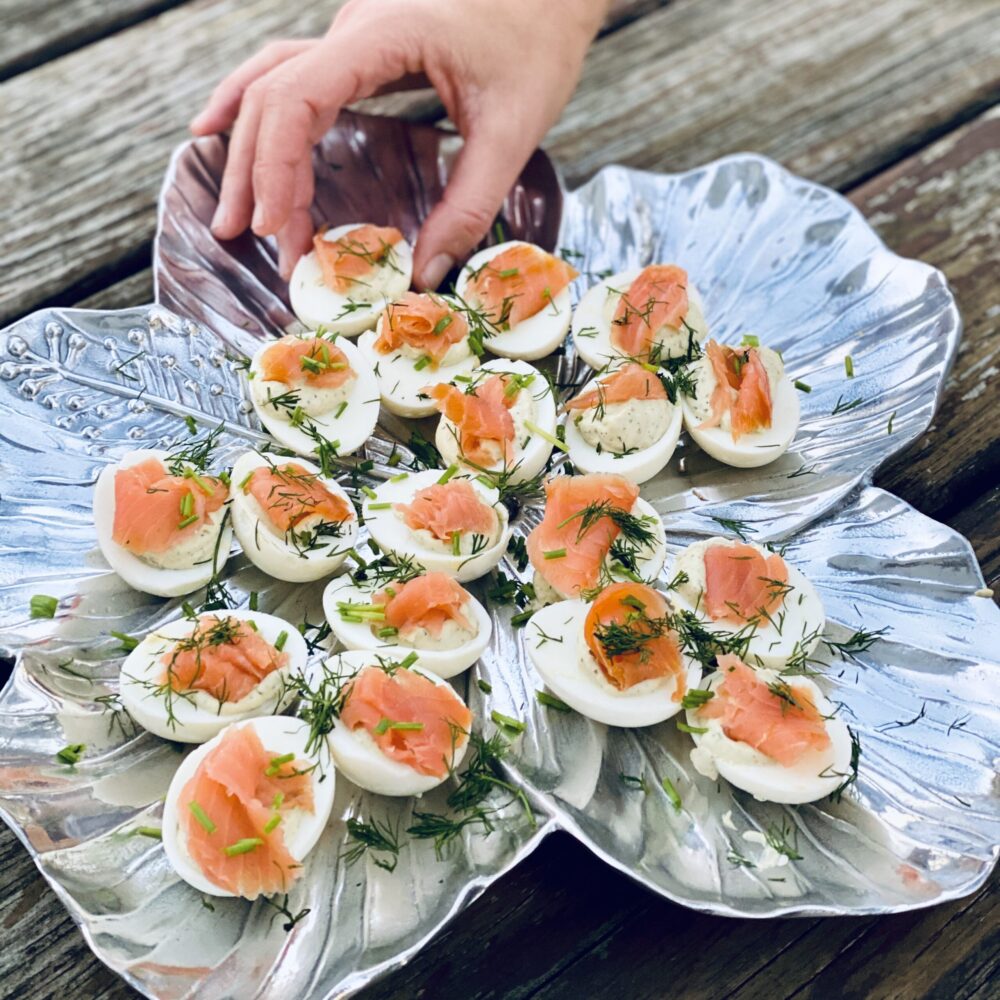 Pickled Deviled Eggs with Smoked Salmon