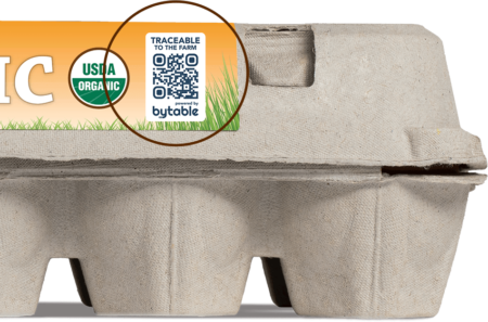 Free-range organic eggs with Bytable traceability code